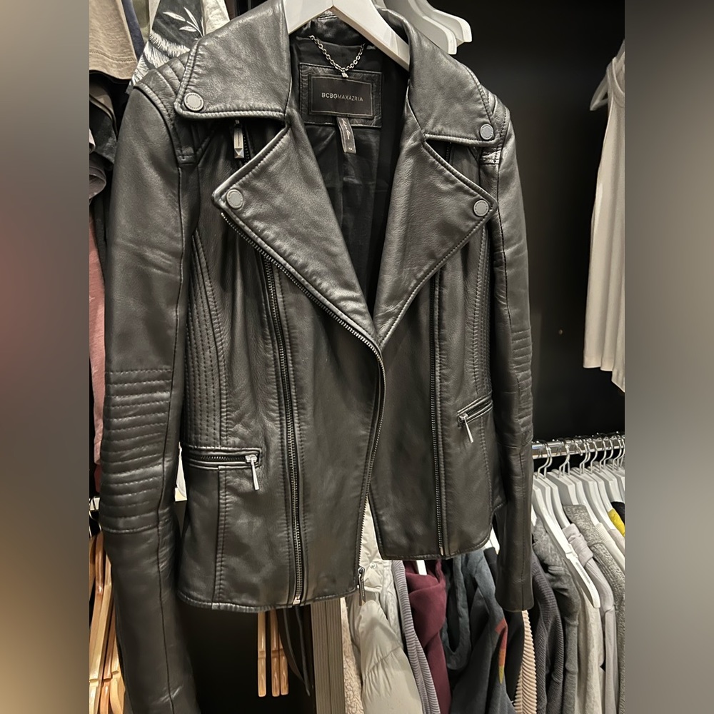 BCBGmaxazria black leather moto jacket